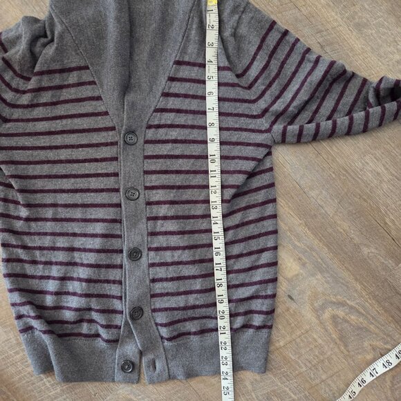 Banana Republic Mens Size M Gray Striped Shawl Collar Merino Wool Cardigan - Picture 9 of 9